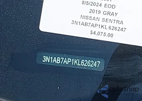 2019 Nissan Sentra Sv из США, поврежденный, VIN 3N1AB7AP1KL626247